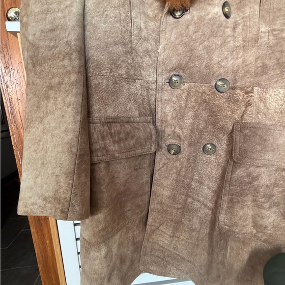 Men's Brown Fur Collar Coat - Picture 7 of 16